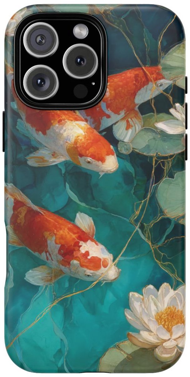 Kleurrijke Koi Karpers en Waterlelies – Telefoonhoesje Geschikt voor iPhone 16 Pro Max