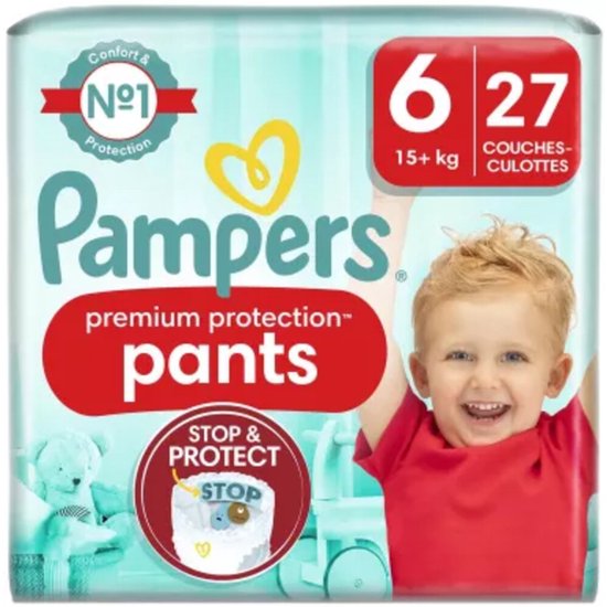 Pampers Premium Protection Pants - Maat 6 - 81 luierbroekjes (15+kg) - Helpt lekken rondom de beentjes en aan de achterkant te voorkomen - Makkelijk te verwisselen - Superabsorberende kern om vocht weg te houden van je baby's huid