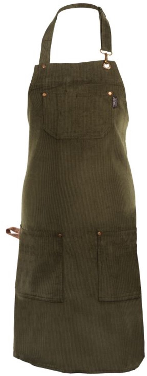 Tiseco - Keukenschort VELMAR - unisex, met zakken - 70x85 cm, olijfgroen
