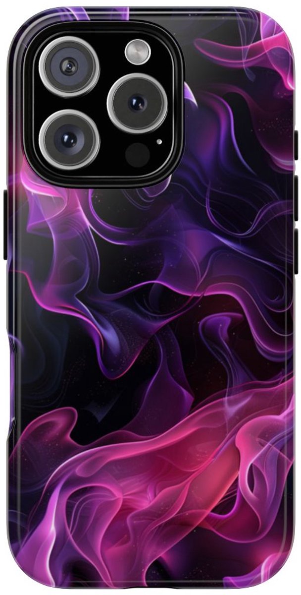 Violette en Roze Abstracte Vlammen – Telefoonhoesje Geschikt voor iPhone 16 Pro