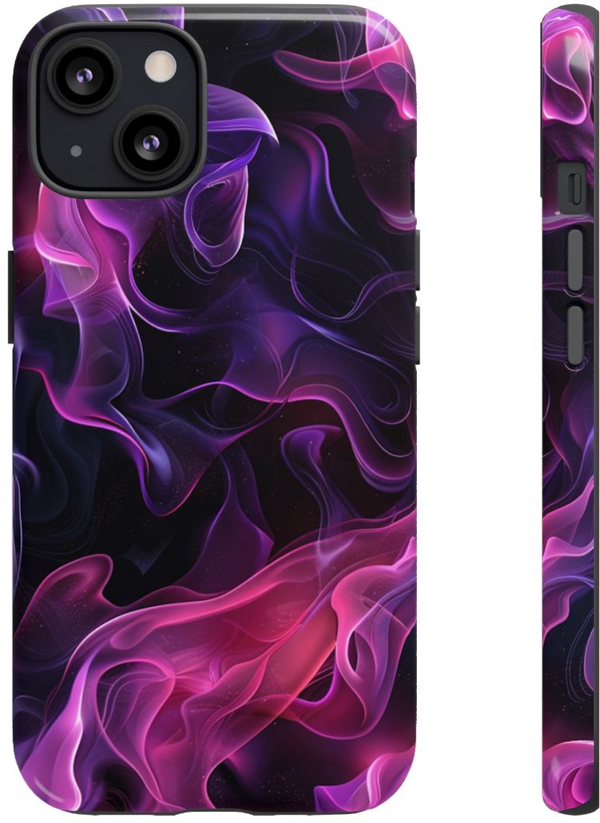 Violette en Roze Abstracte Vlammen – Telefoonhoesje Geschikt voor iPhone 13