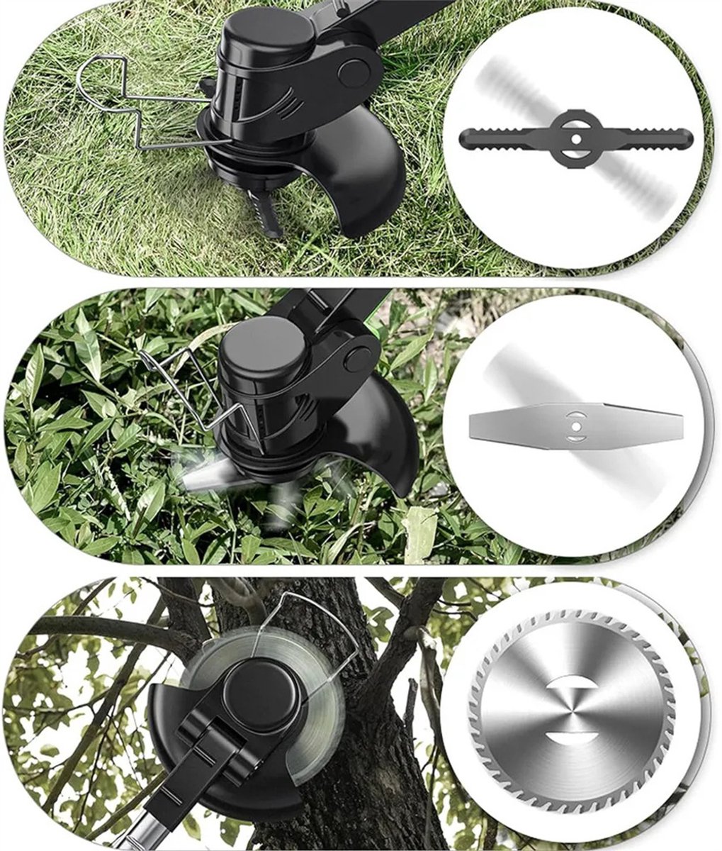 Traumheim Accu Grastrimmer met 2× 2000mAh Accu's en Oplader - met 55 Stuks Kunststof Messen - Elektrisch Grasmaaier - Bosmaaier - Accu Grasmaaier & 3-in-1 Trimmer - voor Tuin en Gazon -Verstelbaar – foto 3