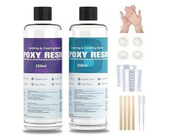 Creatorally Resin Epoxy Startersset - 500ml - Epoxyhars met Verharder 1:1 Set - epoxy starterspakket - epoxy giethars - sieraden maken - Transparante Resin / Hars - epoxy set - epoxy starterskit