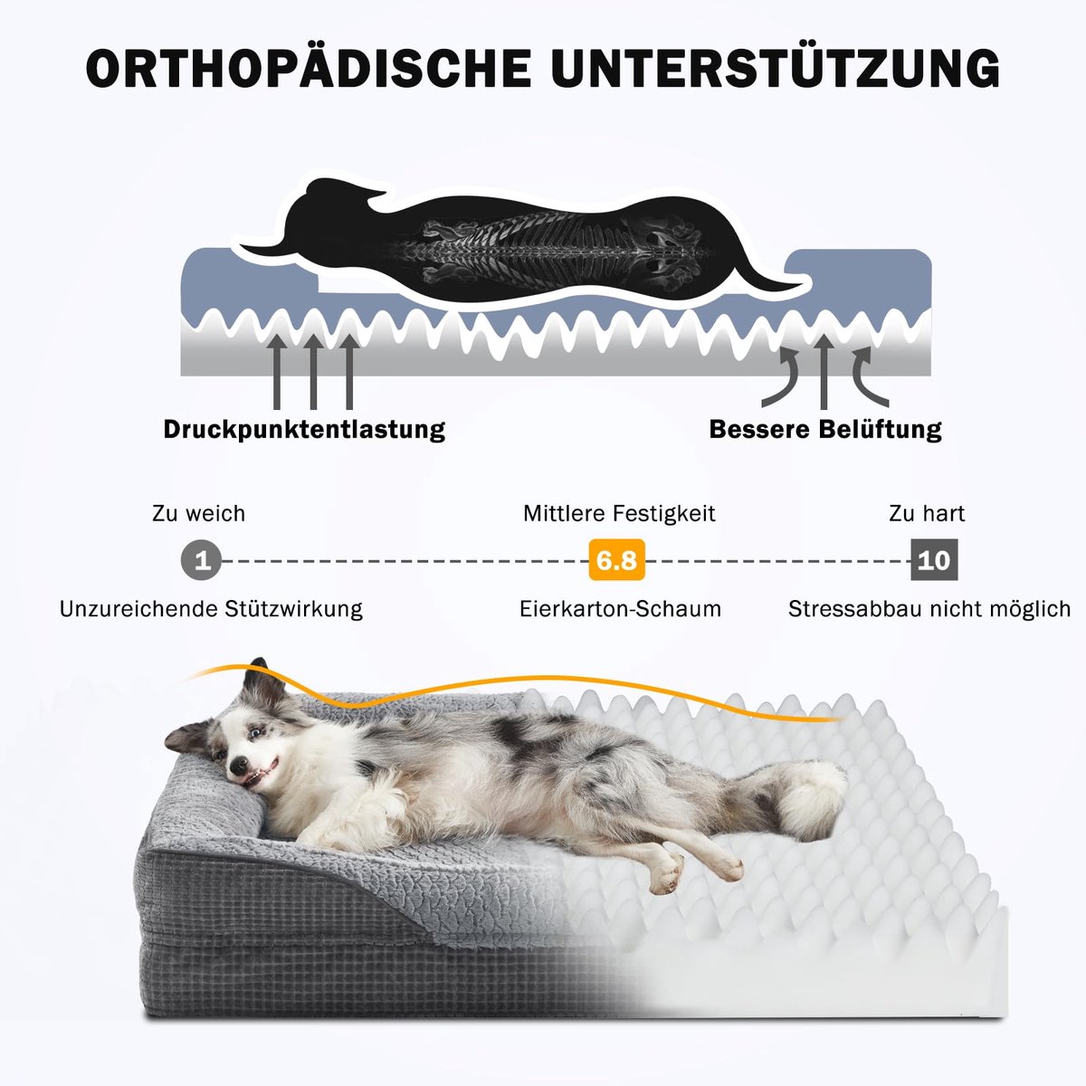 FURTIME Orthopedisch hondenbed voor grote honden met eierschaal FURTIME Orthopedisch hondenbed voor grote honden met eierschaal