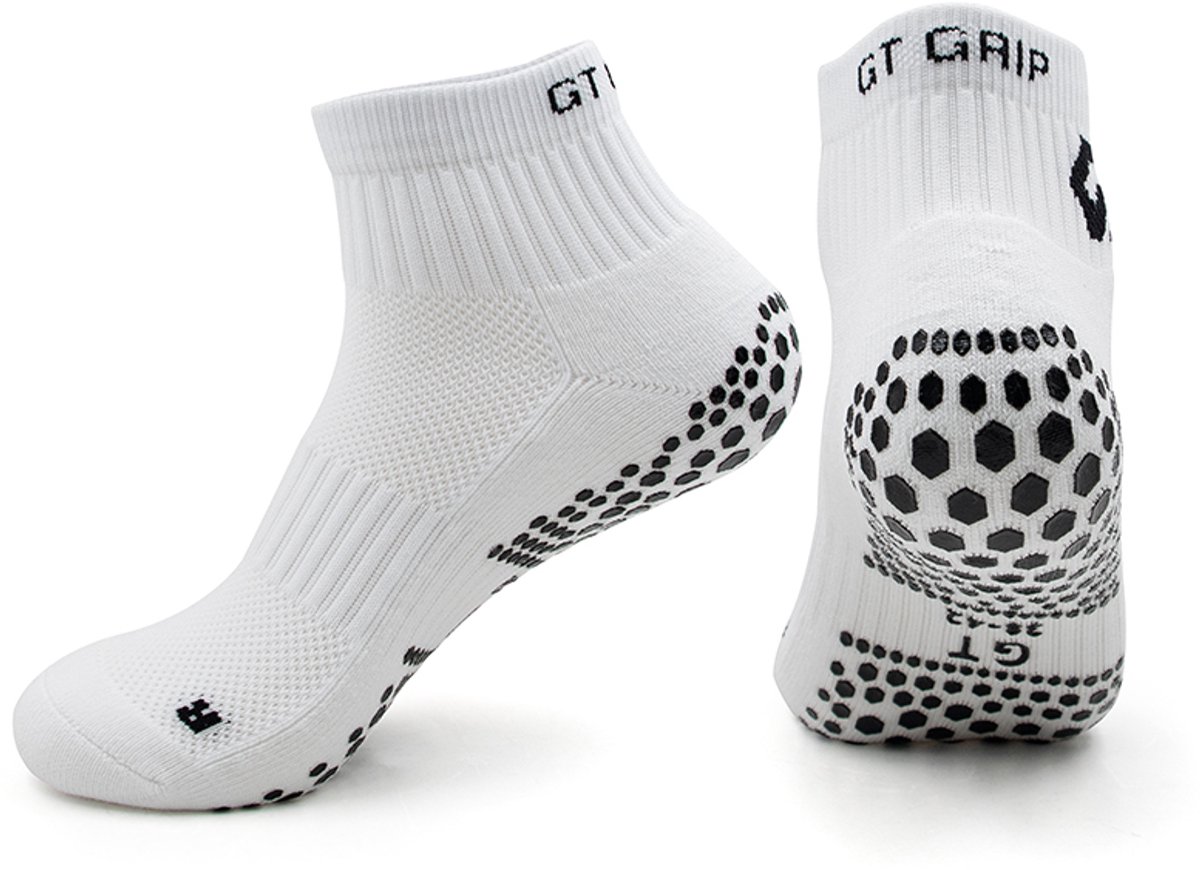 GT Ankle Grip Socks - Enkel Gripsokken - Premium - 1 paar - Wit - Sportsokken - gripsokken - Padelsokken - Tennissokken - Maat 38-42
