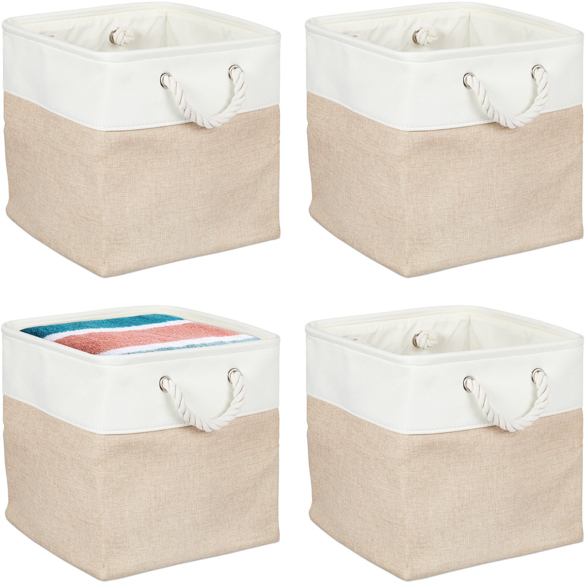 opbergmand linnen - set van 4 - 30x30x30 cm - badkamer - speelgoed