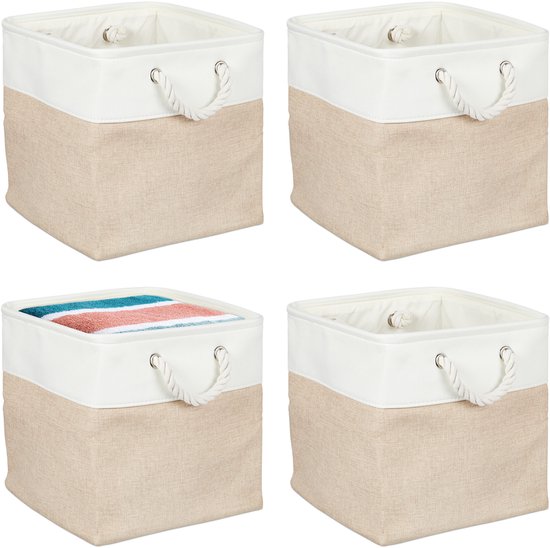 Panier de rangement en lin - lot de 2 - 30x30x30 cm - salle de bain - speelgoed