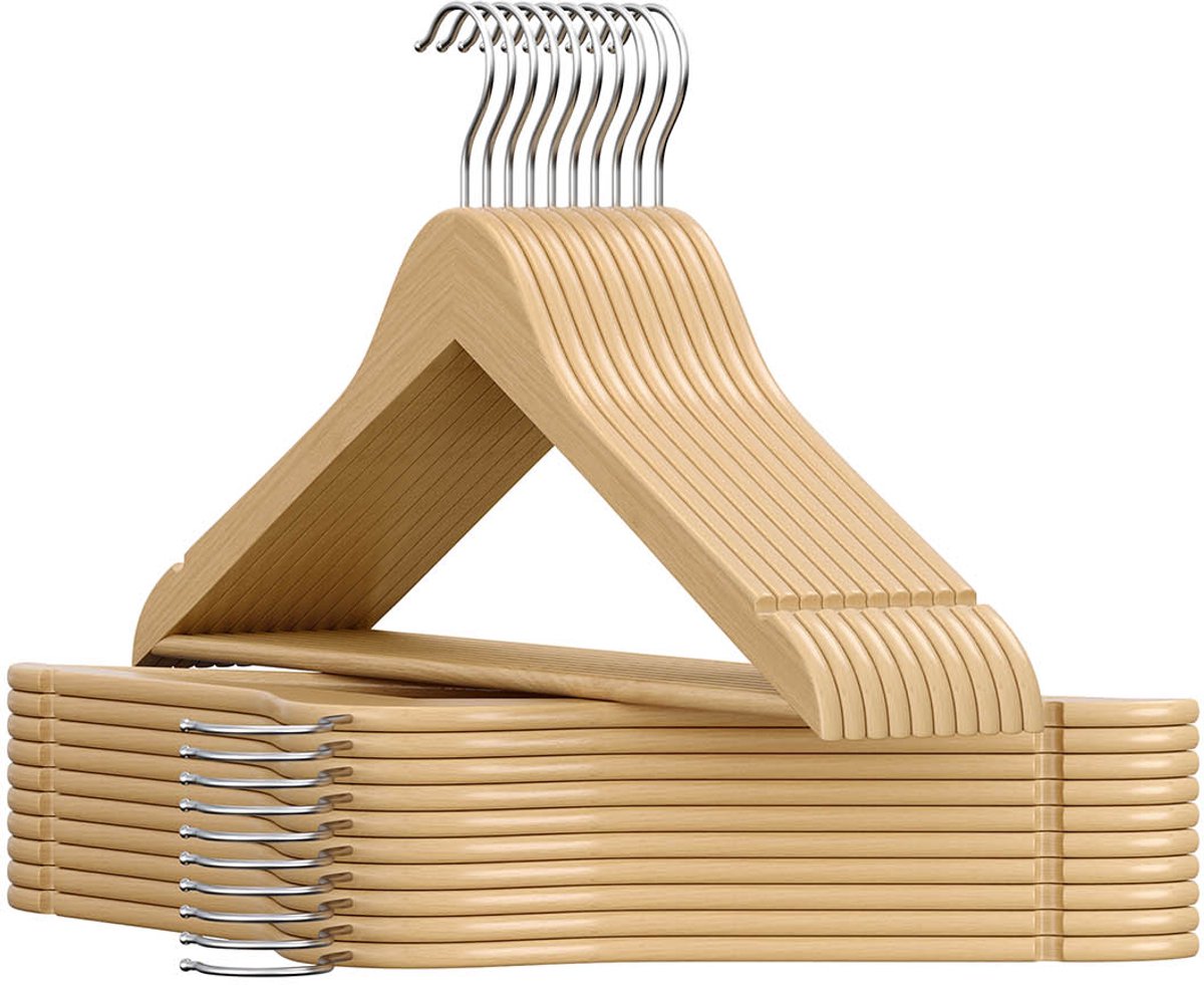 Kledinghangers - Hout - Set van 20 - 360° Haken - Natuurlijke Kleur