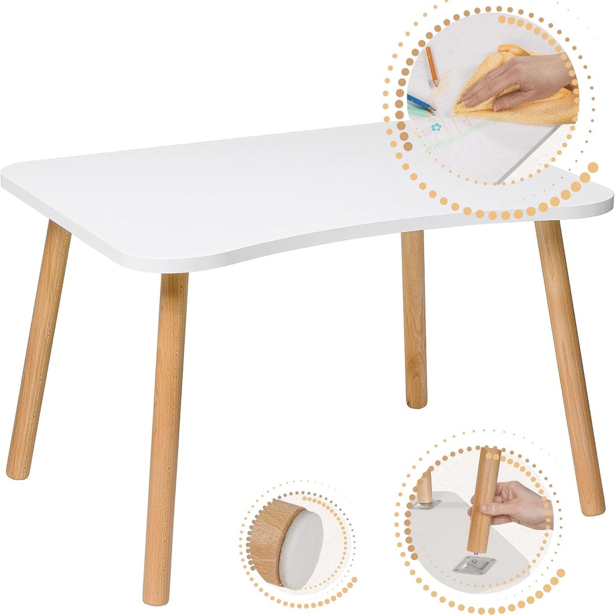 PlayPals Furniture Kindertafel, houten tafel voor kinderkamer, 50 x 60 x 47 cm, cadeau voor kinderen van 2, 3, 4, 5, 6, 7 jaar, zelfbouwmeubel, tafel voor kinderen