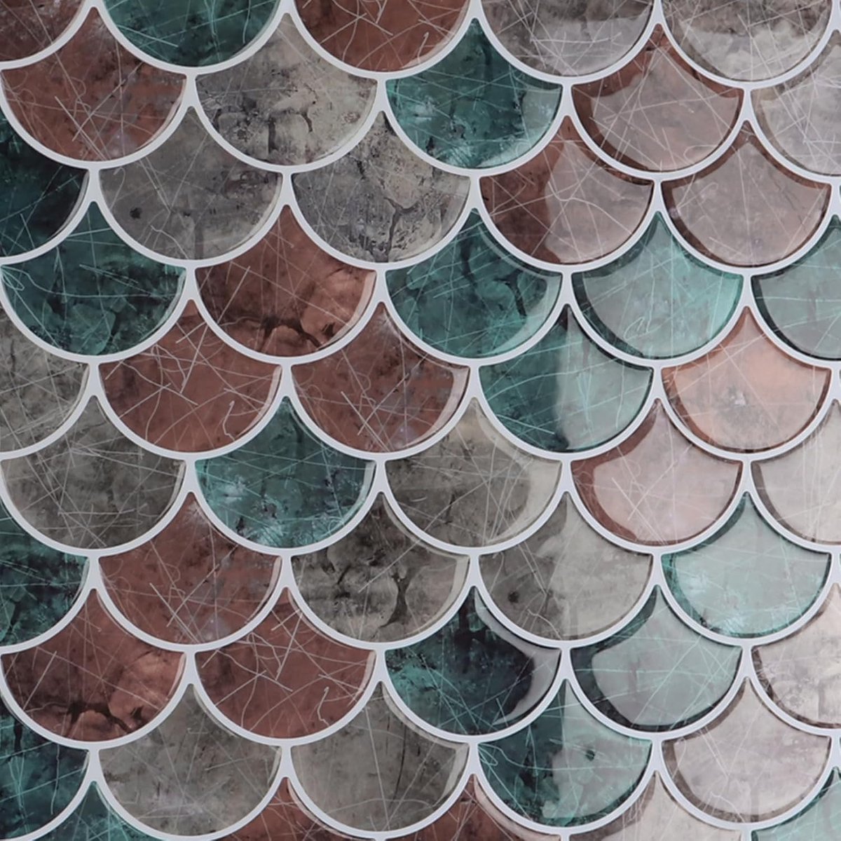 3D Backsplash Tegel - Bruin met Zilveren Voeg - Set van 16 - PU Lijm - 30,5 cm x 30,5 cm