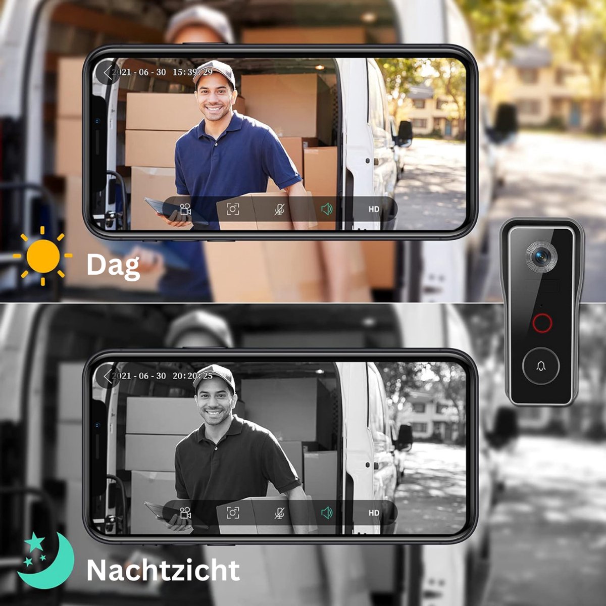 Deurbellen met Camera Draadloze Video Deurbel Full HD - afbeelding 2