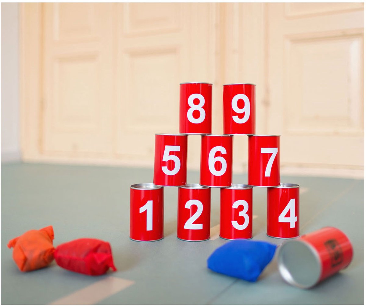 BS Toys Blikgooien Werpspel - Speelgoed Pittenzak Gooien - Kinderspeelgoed vanaf 3 Jaar - Buitenspeelgoed - 10 Blikken - Rood - Spelletjes voor kinderen - Buiten speelgoed - Buitenspel - Buiten Spellen - Tuin Speelgoed - Cadeau kind — afbeelding 12