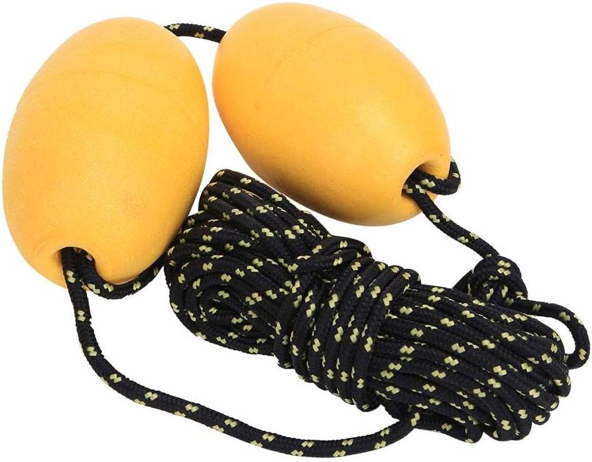 Allecto Plus - Kajak Boei Lijn Touw met Boei en Drijvende Bal - Marine Boot Accessoires voor Kajak en Kano - Geschikt voor Boot, Jacht, Opblaasboot - Dubbele Bal Geel Zwart Touw - Veiligheidsuitrusting met Drijvend Element