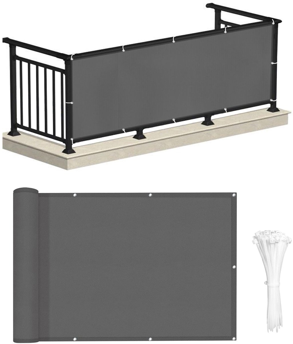 Ibenzoa® Balkon Privacyscherm Weerbestendig en Eenvoudig te Installeren Polyester Afdekking met UV-bescherming