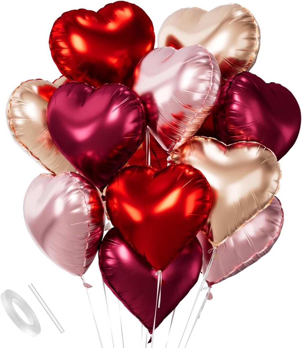 Inovra Plus - Hartvormige folieballonnen 45 cm - roségoud en wijnrood - helium ballonnen - Valentijnsdag en verjaardagsdecoratie - romantisch en bruiloftstoevoeging