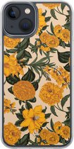 Coque adaptée pour iPhone 13 - Fleurs rétro - Coque arrière 2 en 1 - Fleurs - Jaune - Nice Housses de téléphone