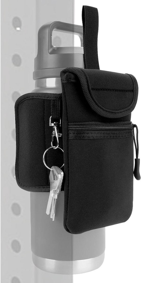 Allecto Plus - Magnetische waterfles sleeve tas voor sportschool - Compatibel met brede mond flessen - Voor flessen van 18 oz tot 32 oz. Met handige zakken - Ideale accessoire.