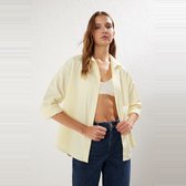Chemise ample en coton tissé jaune Trendyol Tweeaw20Go0107