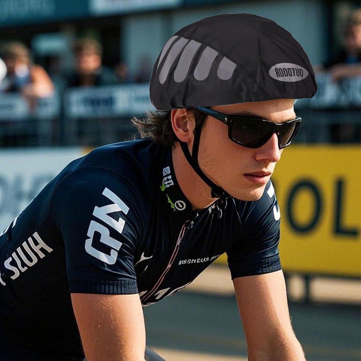 Allecto Plus - Regenbescherming voor fietshelm - Waterdichte helmhoes - Reflecterende helmhoes - Universele helmhoes voor fietsen - Helmhoes voor fiets reizen - Alle helmen - Bescherming tegen regen met reflectie