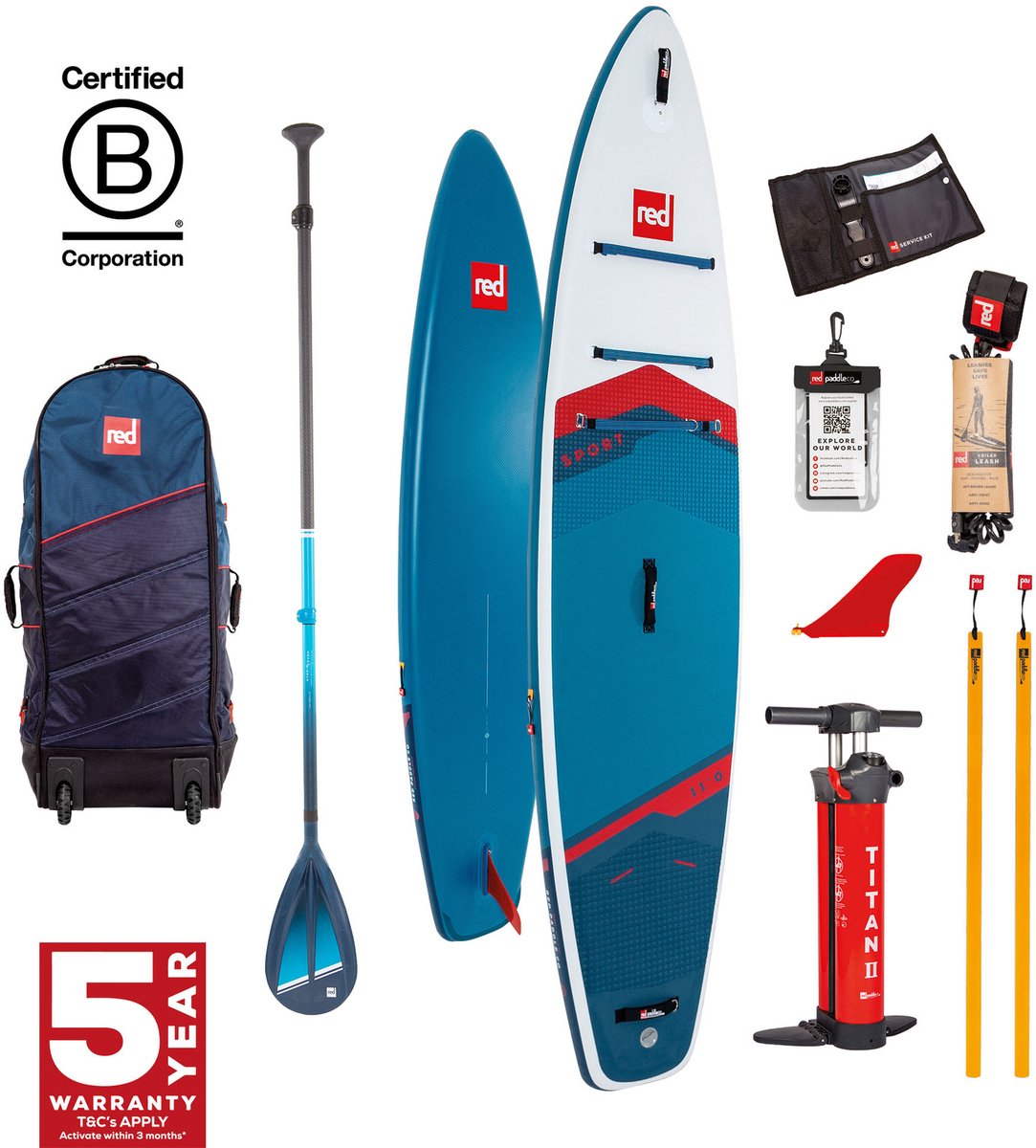 Red Paddle Sup Package - 11.0 Sport HT 2024-opblaasbaar supboard- blauw wit - touring – foto 5