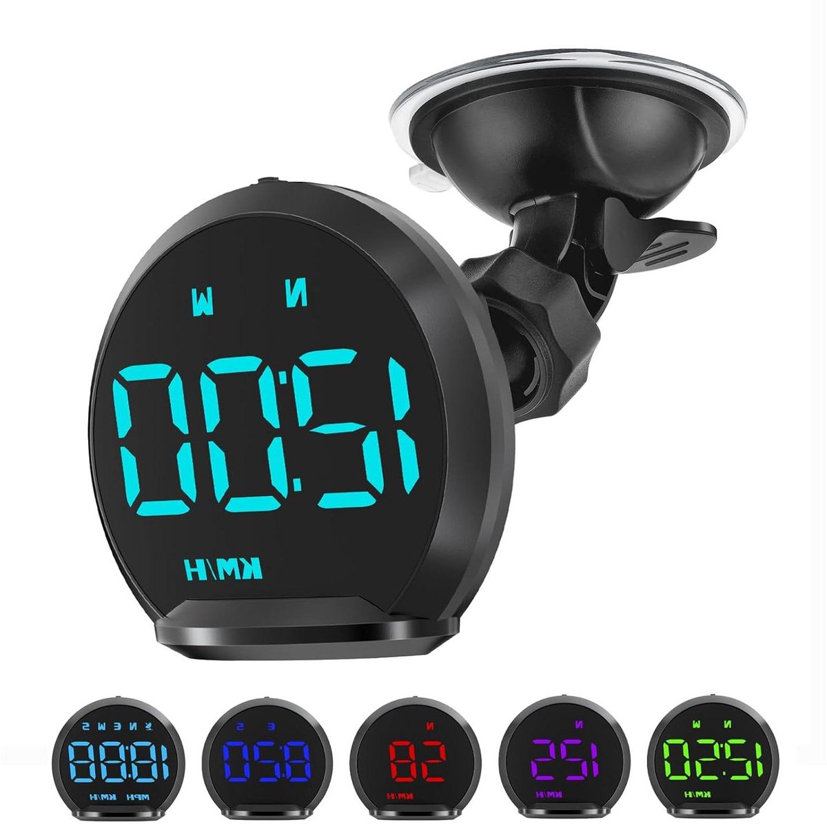 Allecto Plus - Universele Auto Head-up Display Snelheidsmeter GPS KMH/MPH 2.2" Groot Lettertype met Zuignaphouder - Snelheidswaarschuwing Kompas voor Alle Auto's