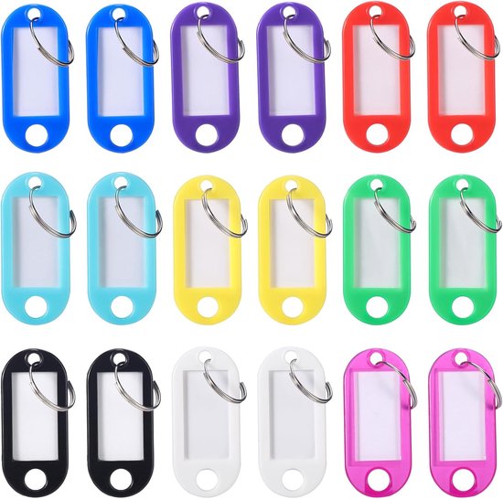Transparante sleutelhanger met etiket 25 mm