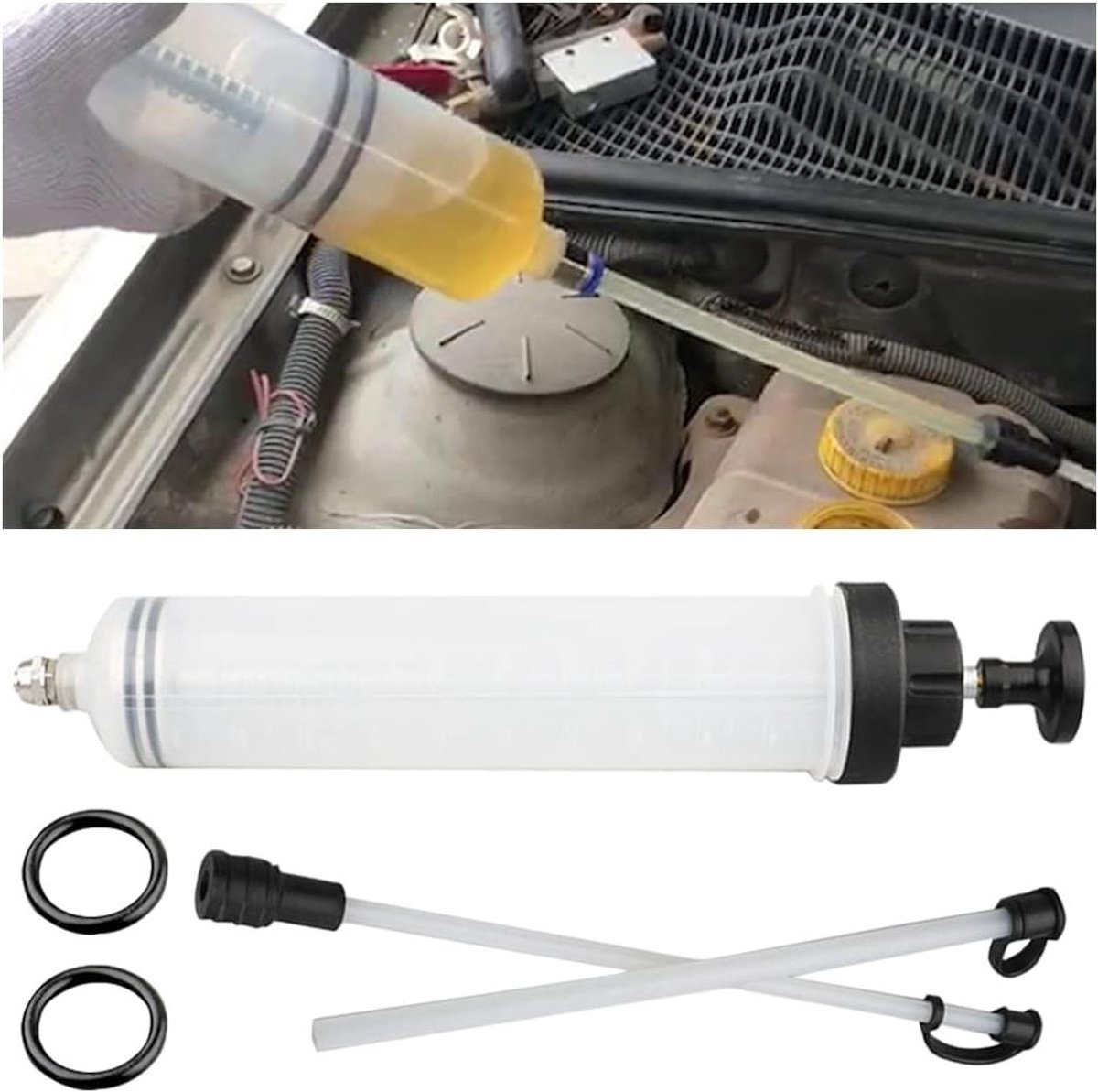 Allecto Plus - Brake Fluid Extraction Pomp voor Olie Extractie en Vulling - Herbruikbare Spuit met Slang - Geschikt voor Remvloeistof en Koelvloeistof