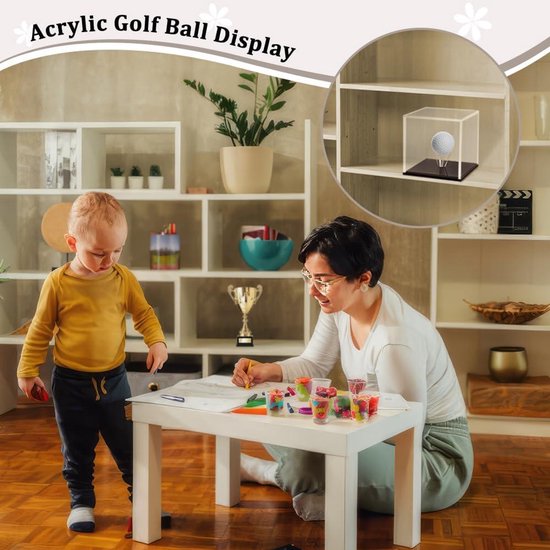 Golfbal Display Stand 7.6x7.6x7.6cm - Transparante Kubus met Zwarte Basis - Golfbal Houder - Stofbescherming - Opbergdoos golfbal. van Merkloos — afbeelding 3