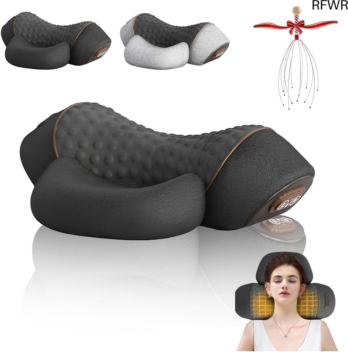 RFWR® Nekmassageapparaat 3-in-1 met Verwarmingsfunctie voor Diepe Ontspanning en Slaaphulp