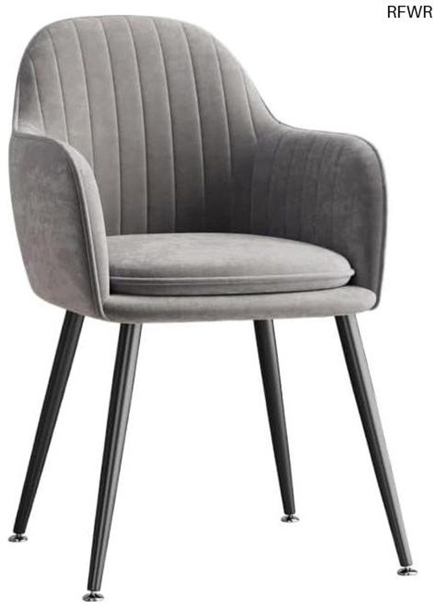 RFWR Elegante Gestoffeerde Fauteuil voor Woonkamer en Kantoor, Comfortabele Leesstoel met Metalen Benen Grijs Zwarte Benen