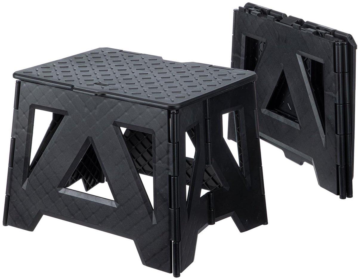 Ibenzoa® Kunststof Opvouwbare Kruk van 24,5 cm Hoog voor Binnen en Buiten Gebruik, Zwart