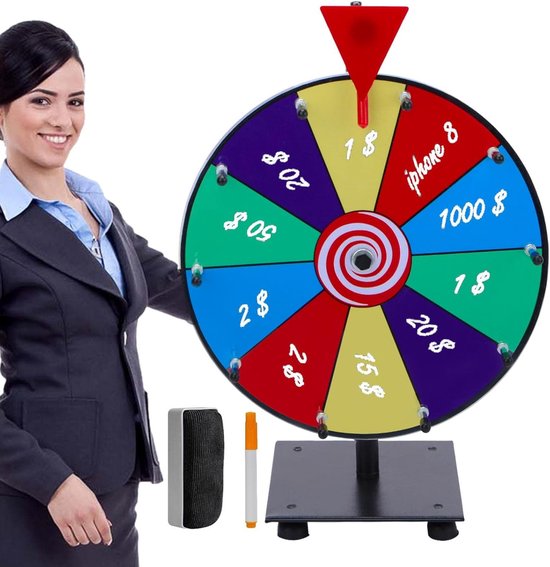 RFWR® 12-inch draaiwiel met gum en marker voor prijzen - Tafelblad Roulette Rad van Fortuin van RFWR — afbeelding 5