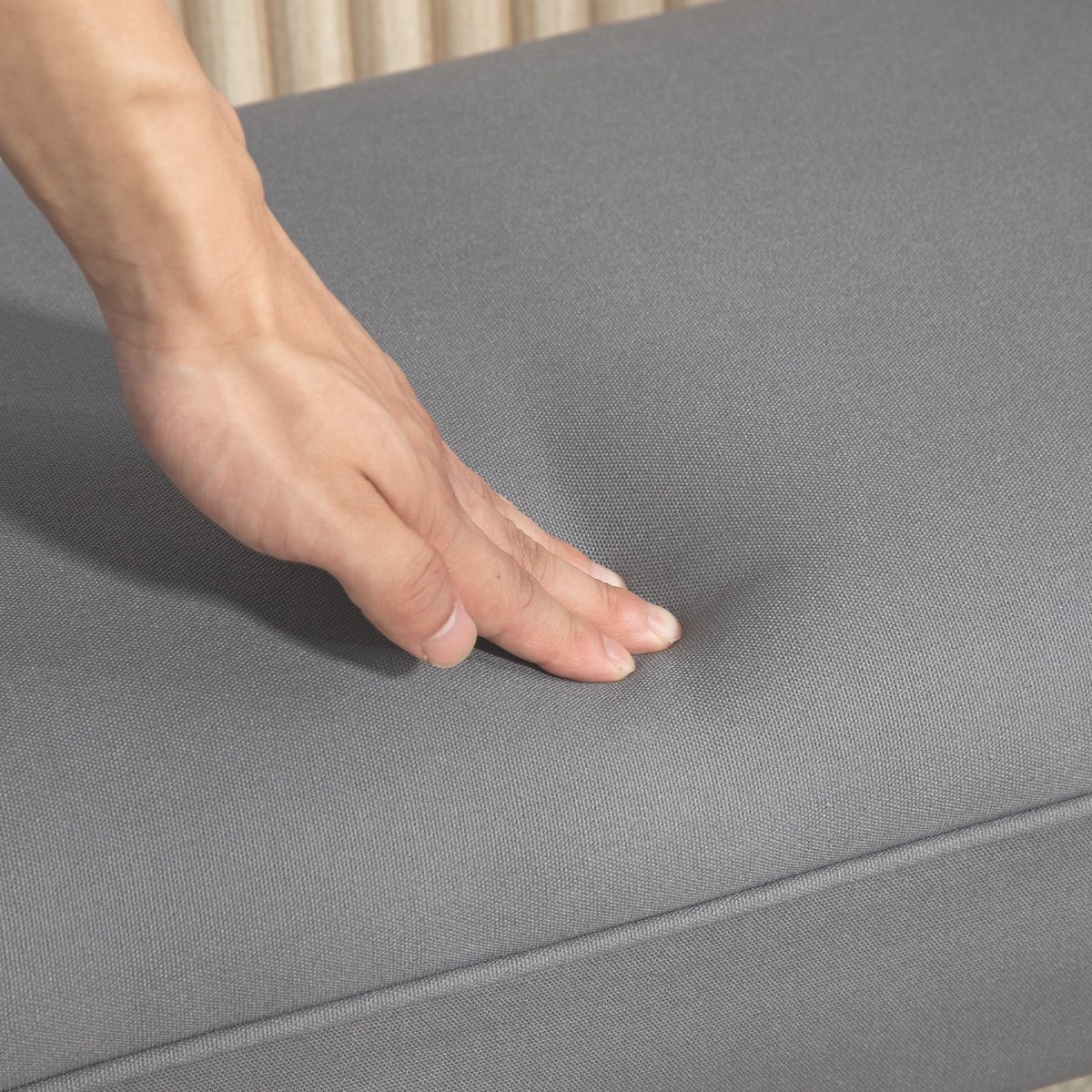 Banc De Lit Rembourré HOMCOM 102x36x51 Cm - Tissu Voile Bleu - Charge Max 130 Kg - Pour Chambre, Entrée - 2