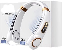Nek ventilator-nek ventilator met koeling-neck fan-draagbare nekventilator blaast koele lucht - 360 graden rotatie 3 snelheden nekventilator - oplaadbare draagbare ventilator - nekkoeler reisventilator draagbaar oplaadbaar - wit
