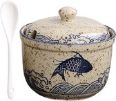 Sucrier en céramique avec couvercle et cuillère - Set de pots à épices en céramique