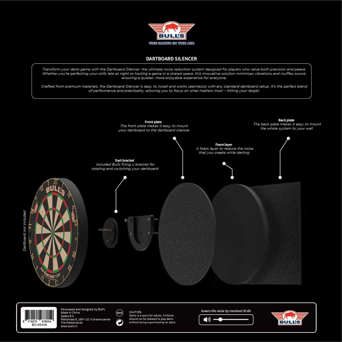 Winmau Wispa – Système De Réduction Sonore Pour Cible De Fléchettes – Breveté Et Silencieux