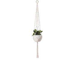 Macrame Plantenhanger - Hippe planten hanger Macrame - Gevlochten - Touw - 1 stuks - 100CM hoog - Met ring - Hanger macrame - CHPN