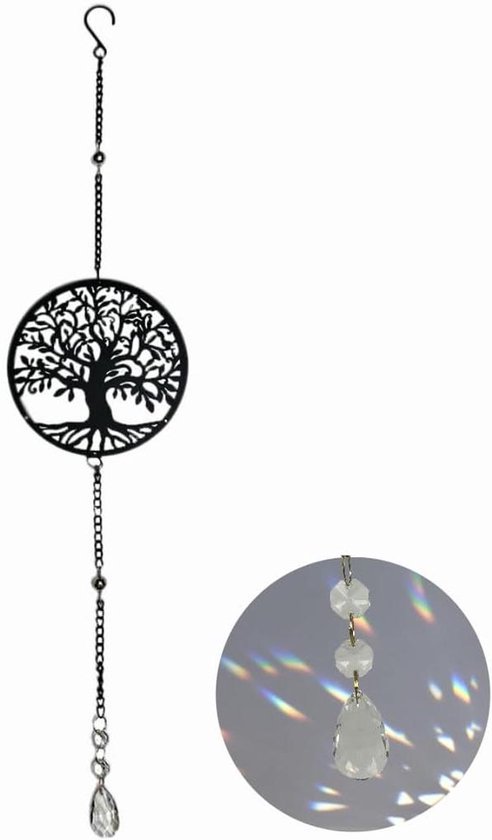 Zonnevanger Suncatcher amber in berkenhout Bloem des Levens raambeeld raamdecoratie, 10