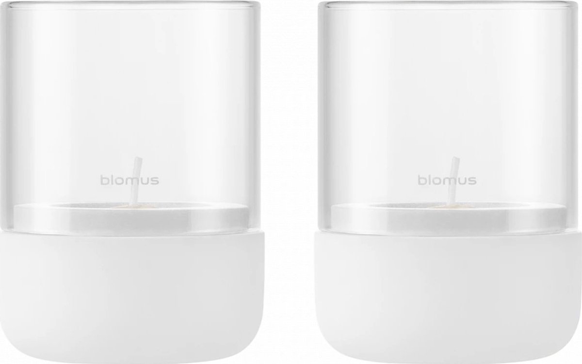 Blomus CALMA Windlicht - H 9 cm, Ø 7 cm (XS) - Lily White - Set van 2