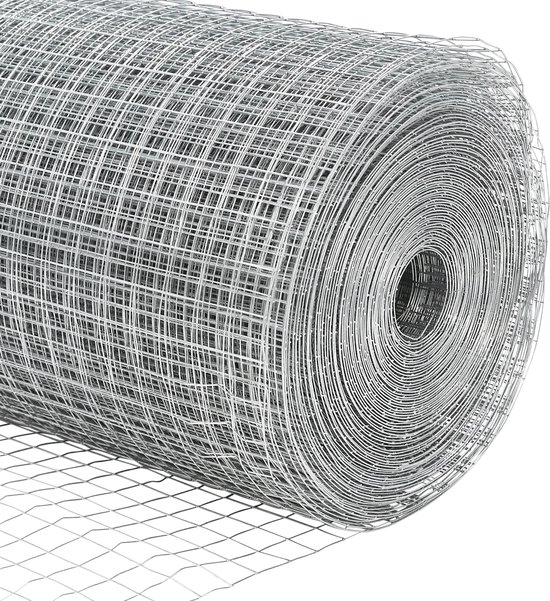 vidaXL - Clôture - avec - poteaux - Argent - 1,4 - x - 25 - m - Acier