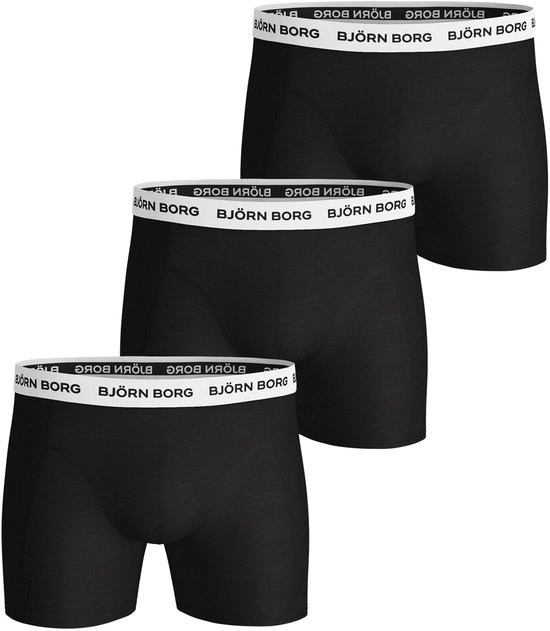 Björn Borg – Heren Onderbroeken 3-Pack Boxers Contrast Zwart/Wit – Zwart – Maat L