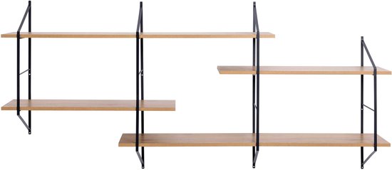 Etagère murale Newton avec 4 tablettes - chêne/noir - Actona - Tablettes murales - Brun - Mélamine|Panneaux de particules - Tablettes murales