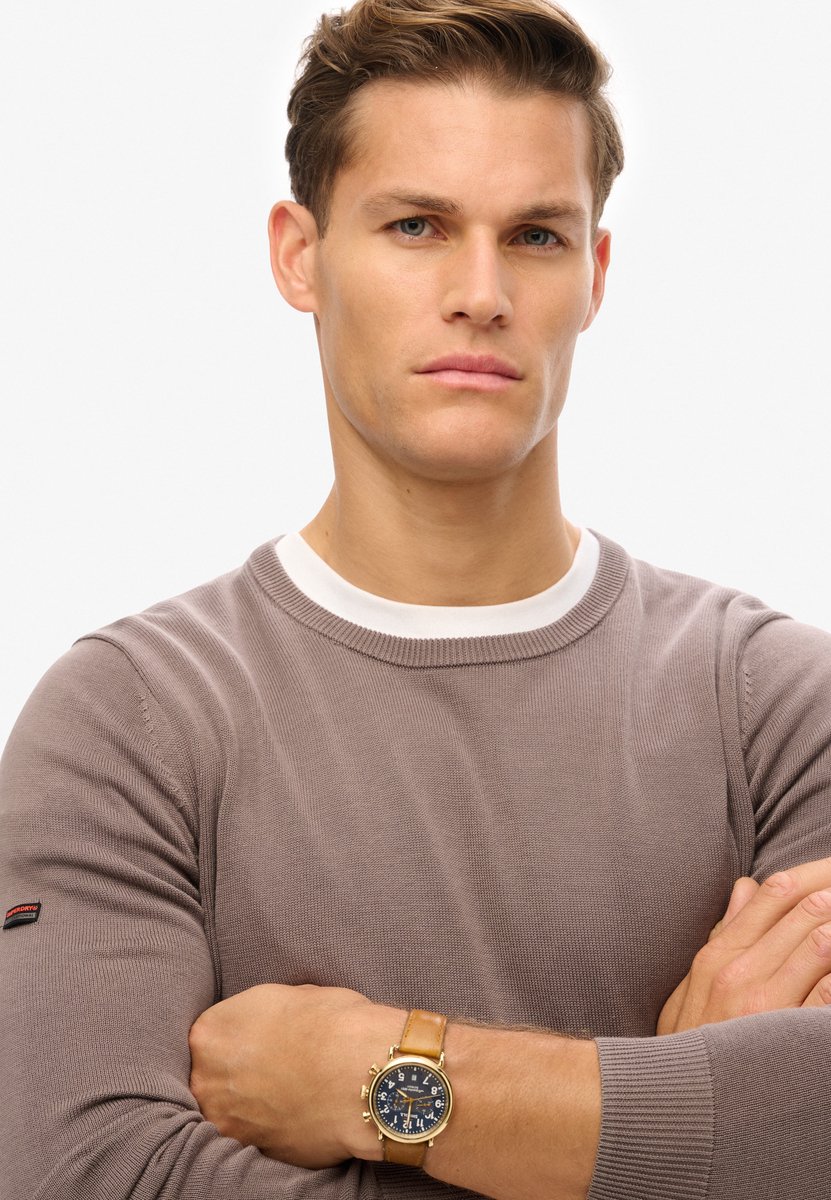 Superdry Essentials lichtgewicht gebreid sweatshirt met ronde hals Heren Sweaters Grijs