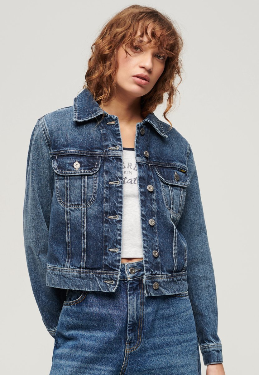 Superdry Slim truckerjas Dames Buitenjassen Blauw