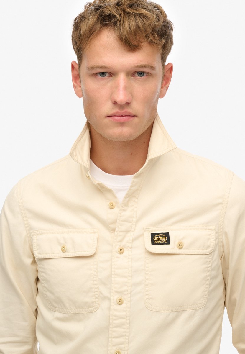Superdry Katoenen Workwear overhemd met lange mouwen Heren Lange mouwen shirts Grijs