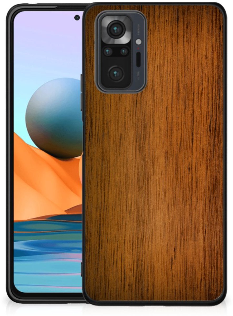 Xiaomi Redmi Note 10 Pro Houten Print Telefoonhoesje Donker Hout