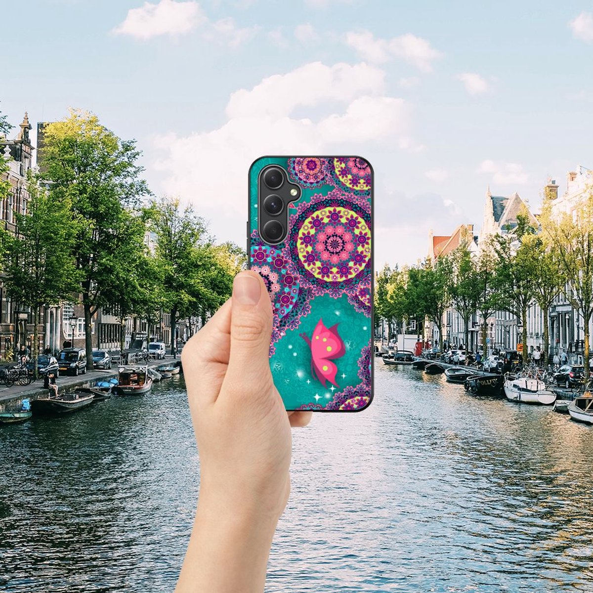 Samsung Galaxy A54 Leuk Telefoonhoesje Cirkels en Vlinders