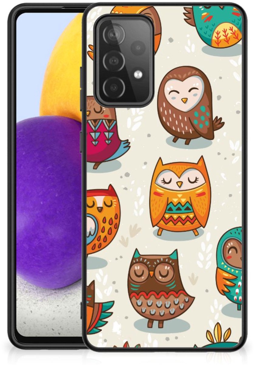 Samsung Galaxy A72 (5G/4G) Dierenprint Telefoonhoesje Vrolijke Uilen