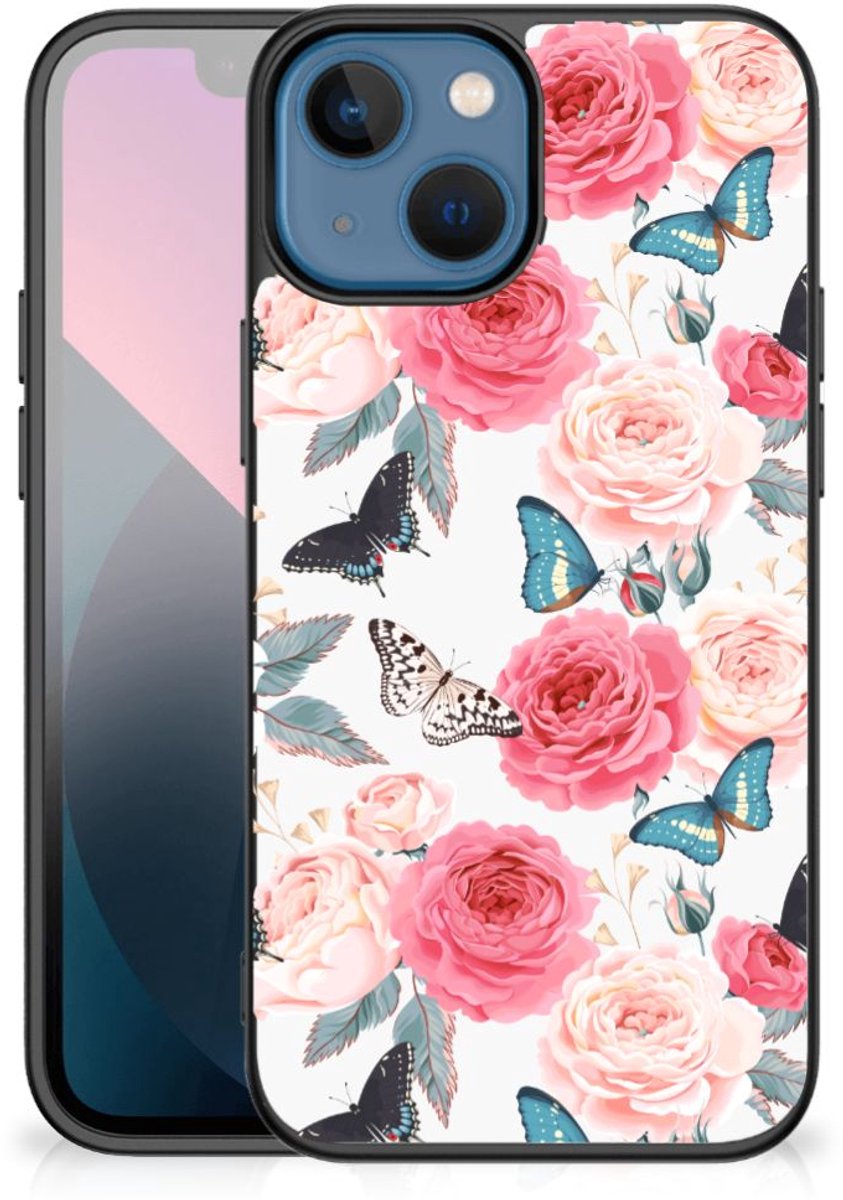 Apple iPhone 13 mini Bloemen Hoesje Butterfly Roses