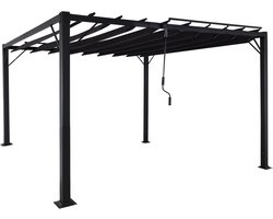 Pergola MCW-L40, tuinrooster paviljoen terrasoverkapping, 8cm aluminium frame doek/textiel, 3x3m antraciet